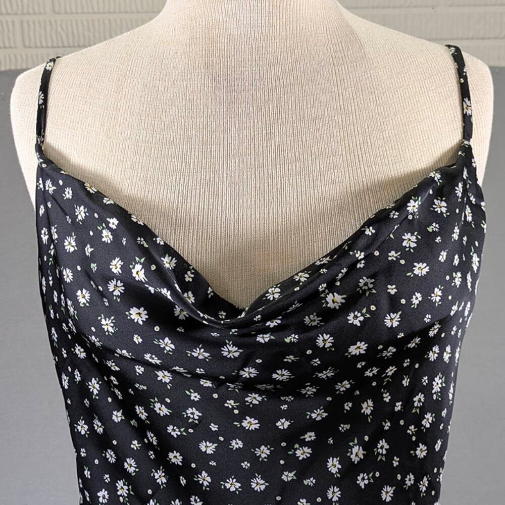 Rue21 Slip Dress Womens Large Black Floral Y2K Coquette‎ Girl Festival Party - Picture 2 of 10